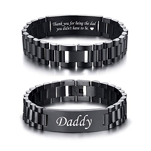 VNOX Personalized Engraved Dad Jewelry Gifts for Dad Daddy Father form Daughter Son for Father Day Birthday Day Masculine Stainless Steel Link Bracelet