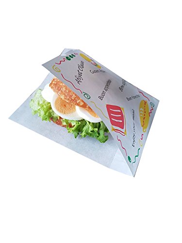 good4food 1000 Stück Snack-Tüten, Sandwich-Tüten, Snacktasche, Hamburgertasche - 2-seitig offen 15x16cm,Guten Appetit in 6 Sprachen