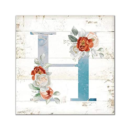 Lettre en bois monogramme H à effet marbre premium pour décoration chic