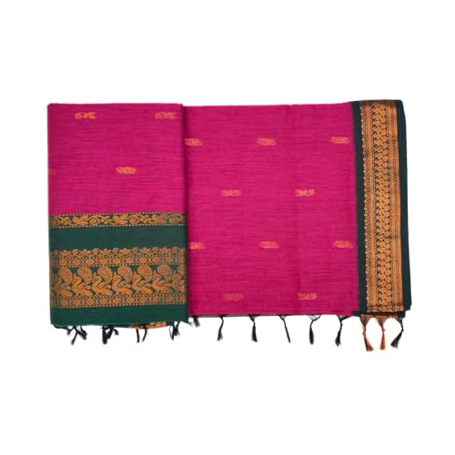 Image of Pure Kalyani Cotton Saree | Zari Border & Blouse Piece - Lata Gadwal Design | Traditional Saree