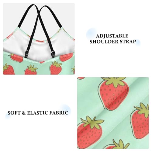 senya Girls Swimsuits One-Piece Swimwear Tie Bathing Suit Beach Summer Round Neck 5-6T Strawberry Pattern3