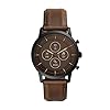 Fossil Men's 42mm Collider Stainless Steel and Leather Hybrid HR Smart Watch, Color: Black, Brown (Model: FTW7008)