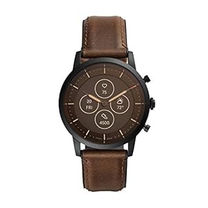 Fossil-Mens-Collider-Hybrid-Smartwatch-HR-with-Always-On-Readout-Display-Heart-Rate-Activity-Tracking-Smartphone-Notifications-Message-Previews Fossil Men's 42mm Collider Stainless Steel and Leather Hybrid HR Smart Watch, Color: Black, Brown (Model: FTW7008)