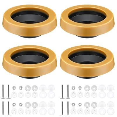 Marsui 60 Pcs Toilet Wax Ring Kit Include Retainer Washers and Thick Flange Closet Bolts Bolt Cap Fits 3" and 4" Waste Lines for Toilet Gas Odor Watertight Sealing(Regular Version,1 Inch)