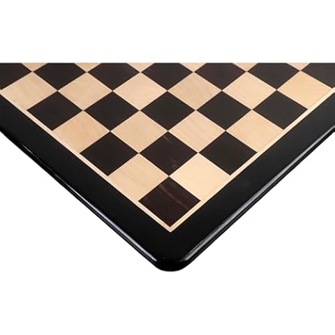 Royal Chess Mall Chess Board, Inlaid Ebony and Maple Wooden Chess Board, Chess Board Only, Large Chess Board, 21-in by 21-in (5.5-cm Squares), Luxury Gloss Cover