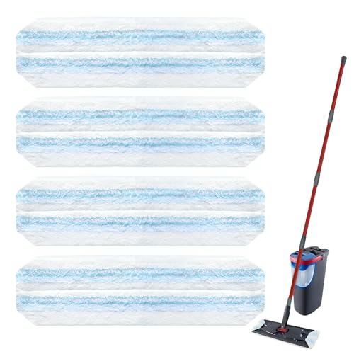 Jikefa 4 Pack Mop Replacement Pads: Compatible with O Ceda H2prO Flat Mop System Microfiber Mo p Head Replacements Flat Floor Mop Washable & Reusable Pad Refills