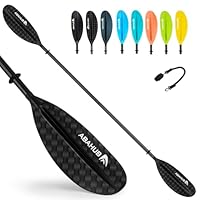Abahub 2teilig Kajak Paddel Carbon 230cm mit Paddelleash für Kajakfahren Ruderboot Kanusport,Carbonschaft Paddelblatt mit 12K Carbonmuster