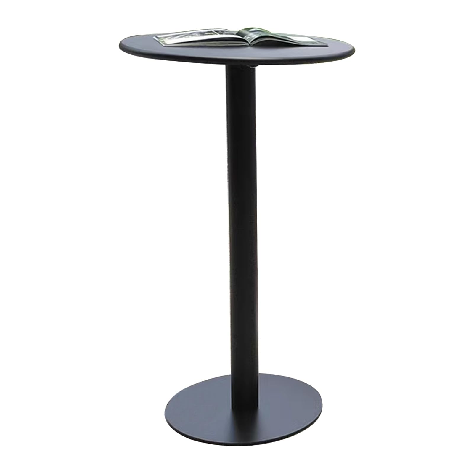 Petite table de salon noire ronde style mange-debout bistrot pour bar