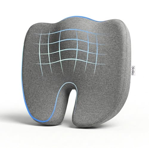 Image of YoGo Coccyx Cushion for Tailbone Pain Relief | High Density and Contoured Seat Cushion for Chair & Car Seat Cushions | Orthopedic Memory Foam with Washable Cover - Back, Sciatica & Posture Support