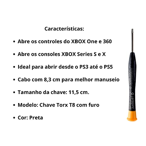 Chave Torx T8 Com Furo para Abrir Consoles e Controles