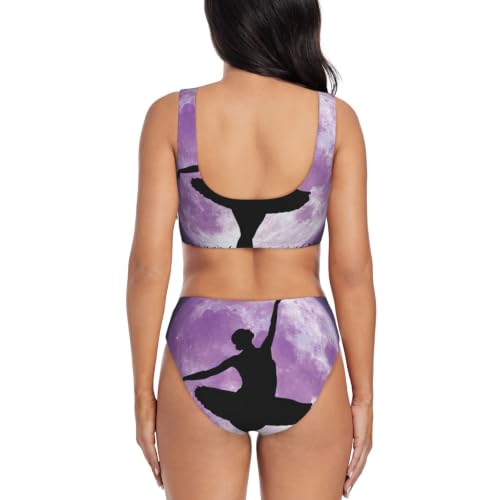 Bikini de danza para mujer con corte de pierna alta y diseño triangular de dos piezas 4