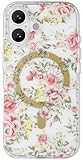 Picture of SCORPIFY for iPhone 17 Case [Compatible with MagSafe] with Country Rose Floral Design, Cute Clear Flower Magnetic Phone Cover for Women Girls, [Non Yellowing] Slim Bumper with Gold Accents
