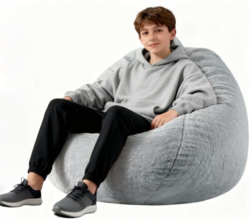 ENBAOHUI 3FT Faux Fur Comfy Memory Foam Bean Bag Chairs for Kids or Babies with Filling Bean Bag...