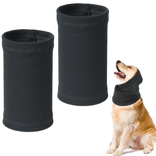 UILYNIU 2 Stücke Hund Snood - Ohrenschützer und Halsband, Gehörschutz, Haustier Ohrenklappe Kopfwickel (Grau)