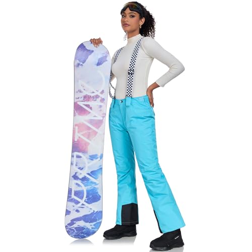Skihose Damen Wasserdichte Professionelle Schneehose Winddichte Hosenträgerhose Winter Outdoor Regenhose Warme Wanderhose Snowboard Softshellhose mit abnehmbaren Trägern Overall & Schneefang Blue XL