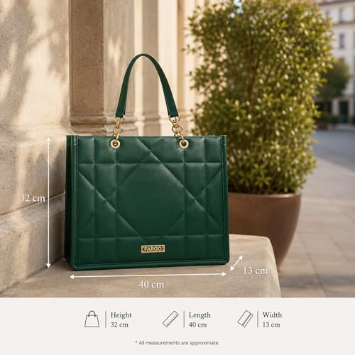 Image of Fargo Matrix Tote Bag for Women | Vegan Leather Handbag with 15-Inch Laptop Compartment, Smooth Zip | Stylish Office, College & Daily Use Tote | Made in India