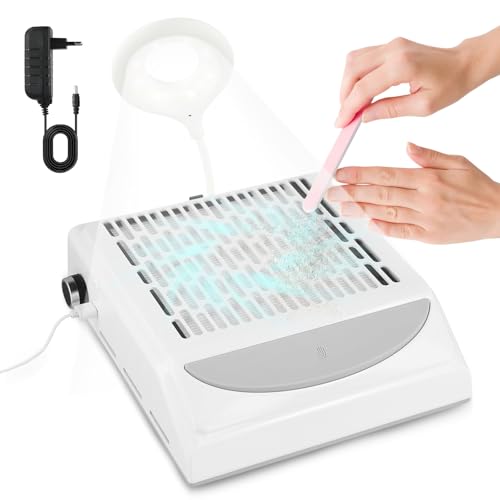 Aspirateur Ongles Professionnelle 80W,Aspirateur Ongle,avec Filtre Et 2 Sacs De Collecte De Poussière,Aspirateur De Table Ongle pour pour La Manucure Au Salon...
