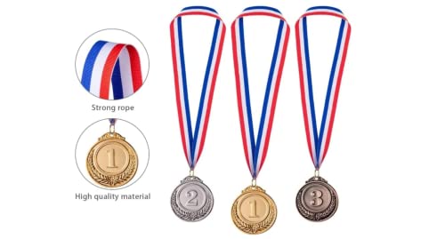 ميداليات جوائز ذهبية وفضية وبرونزية - جائزة 2.5 انش مع شريط للرقبة للفائزين على الطراز الاولمبي للرياضة والمسابقات والحفلات