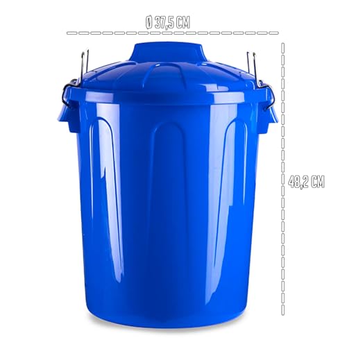 Miniatura 4 de Ac - Cubo De Basura Con Asa Metálica 31 L - Cubo Basura Para Exterior E Interior - Cubo De Almacenaje - Fabricado En Plástico - Ideal Para El Hogar, Trabajo, Hostelería, Etc - Color Azul