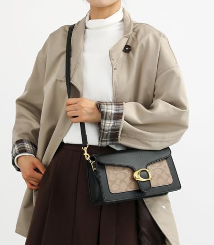 Image of Diva Dale Signature Canvas Shoulder Bag, Brown Leather with Monogram Pattern, Gold Hardware, Adjustable Strap