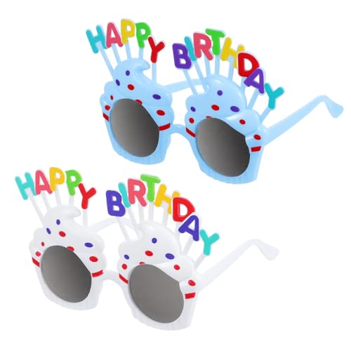 Quilax 2Pcs Happy Birthday Glasses Multi-Shaped Birthday Sunglasses Photo Props with Happy-Birthday Text