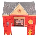 Selonis Domek do zabawy, namiot strażacki, bez piłek, składany, dla dzieci, realistyczny design, trwały i bezpieczny, łatwy montaż wewnątrz i na zewnątrz, czerwono-szary