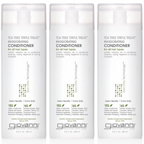 GIOVANNI Tea Tree Triple Treat Invigorating Conditioner, 8.5 Oz - 3 Pack