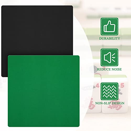Oudain 2 Pack 32.7 X 32.7 Inch Game Mat Rubber Anti Slip Playmat Mahjong Mat Noise Reduction Mahjong Table Cover Board Game Table Mat For Mahjong Poker Playing Cards (Black, Green) #TOP1