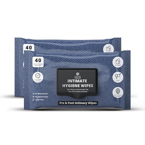 Image of Skin Elements Intimate Hygiene Wet Wipes | Unisex | pH balanced Wipes | Tea Tree Oil & Neem Extracts | 80 Intimate Wet Wipes | Pre and Post Intimacy | Pack of 2