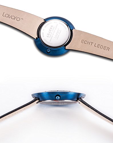 Special Designer Watch Lavaro Abacus Blue – Made in Germany – Brushed Polished Stainless Steel Case – Unique Clock with Swiss Quartz Movement Steel Ball and Magnetic Analog 853563