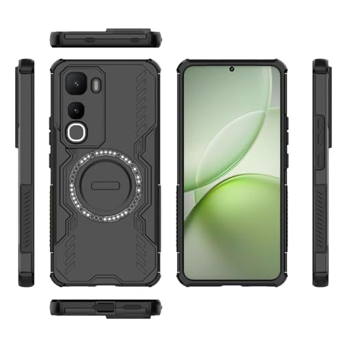 Image of Back Cover Case for Vivo Y400 5G | 360 Protection Mobile Phone Case Mag-Safe | Camera Protection | Vivo Y 400 5G Back Cover | Vivo Y400 5+G - Black TPU+PC