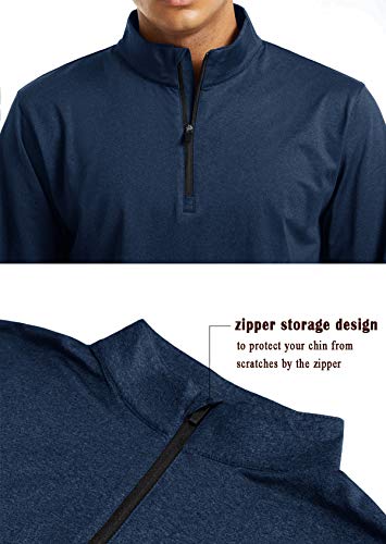 KEFITEVD Hardloopshirt voor heren, halve rits, ademend, sportshirt, fleece, opstaande kraag, sweatshirt, lange mouwen, stretch, gym, hardloopshirt - Image 6