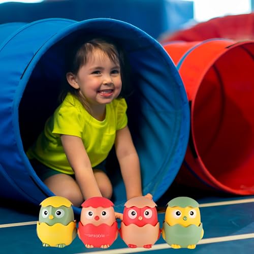 Image of Crackles Press & Go Chick Toy for Babies & Toddlers - Cute Cartoon Push and Go Animal Car - Battery-Free Mini Toy for Early Play - Multicolor - Pack of 1