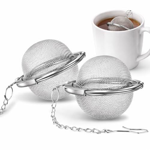 2 Stück Teesieb 4,5 cm Teeei mit Kette 304 Edelstahl Teefilter für losen Tee | feinmaschiger...