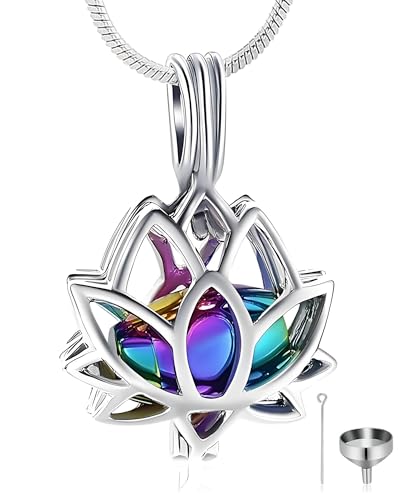 Pendentif urne funéraire lotus en acier inoxydable avec son étui de prestige
