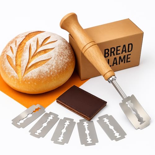 Sourdough Bread Scoring Tool with Wooden Handle Dough Styling Cutter with 5 Replaceable Edges Safety Pouch & Storage Box Baking Tool for Homemade Artisan Bread Loaves and Crust Patterns