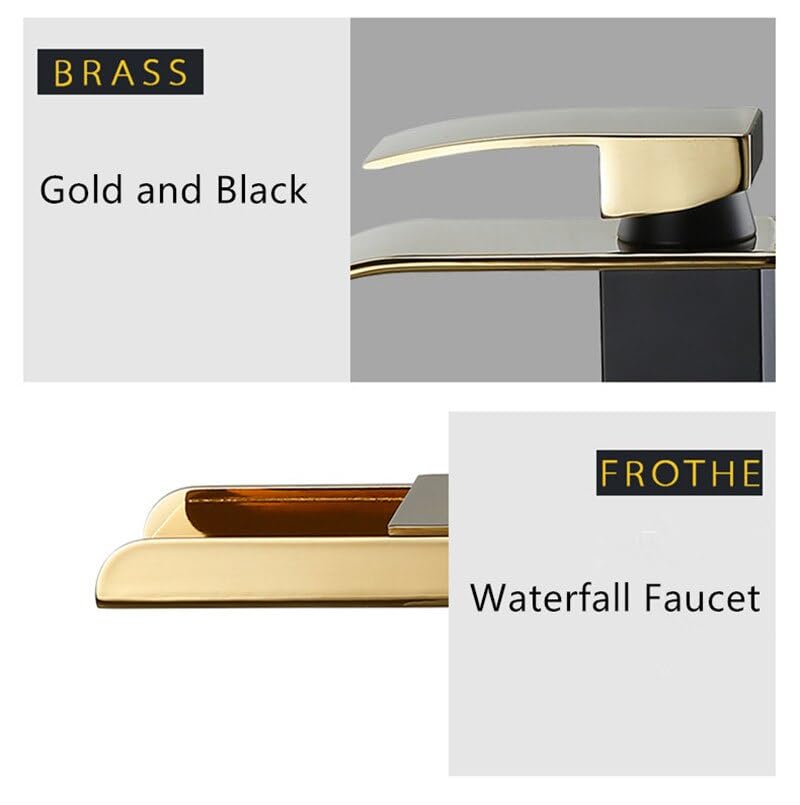 Grifos de lavabo de diseño elegante negro y dorado para un baño de lujo 3