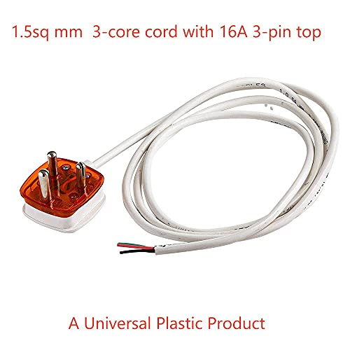 Image of HI-Plasst Heavy Duty Extension Cord with 3-Pin Plug Top (2 Yards) - 1.5 sq mm Thick 3 Core Cable with 3Pin Top Attached for Heater, Geyser, AC, Refrigerator, Washing Machine, Microwave, | 16A