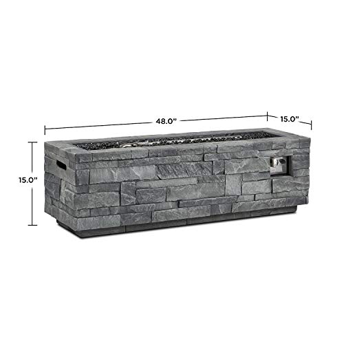 Real Flame Ct0003Lp-Gls Ledgestone Rectangle Fire Pit, Grey #TOP5