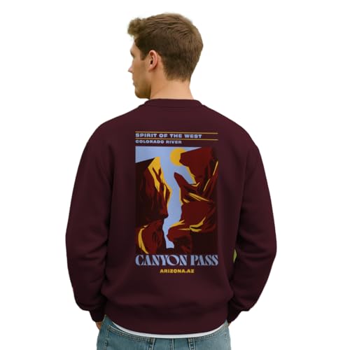 Image of Nobero Men's Graphic Printed Oversized Sweatshirt | Cotton Rich Fleece Round Neck Pullover | Relaxed Fit Casual Winter Wear for Men