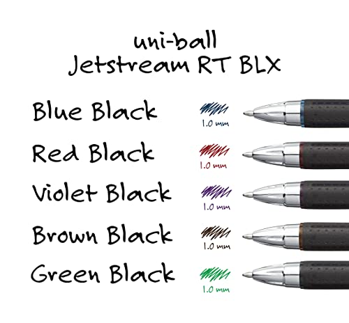 Image of Uni-Ball Jetstream RT BLX 12 Pack, 1.0mm Medium Blue /Black, Wirecutter Best Pen, Ballpoint Pens, Ballpoint Ink Pens | Office Supplies, Ballpoint Pen, Colored Pens, Fine Point, Smooth Writing Pens