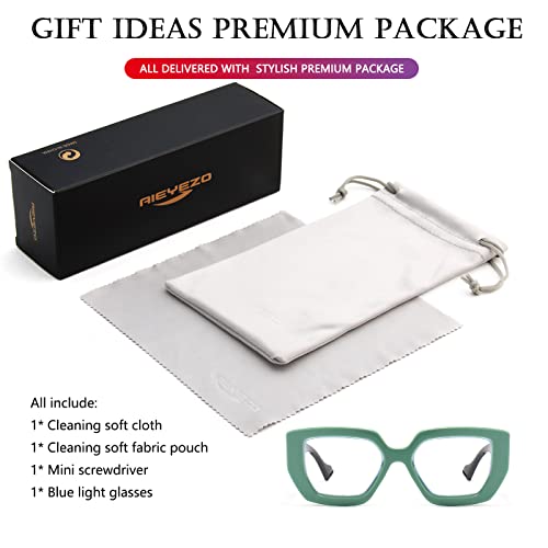 Image of AIEYEZO Thick Frame Blue Light Glasses Men Women, Fashion Square Computer Eyeglass Anti Eyestrain & Prevent Headache