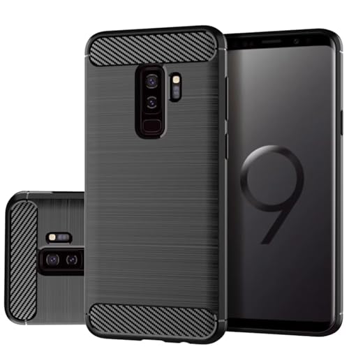Gufuwo Funda para Galaxy S9+ Case, para Samsung S9 Plus G965U Estilo Delgado de Fibra de Carbono con Respaldo Suave de TPU Funda Protectora Antiarañazos y Antigolpes para Samsung Galaxy S9 Plus Negro
