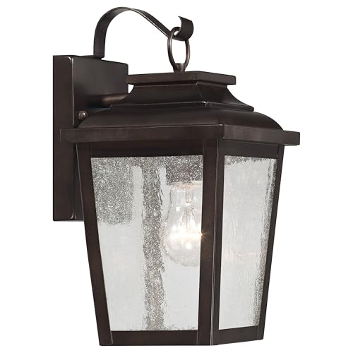 Image of The Great Outdoors Irvington Manor 1 Light Wall Mount in Chelesa Bronze Finish with Clear Seeded Glass