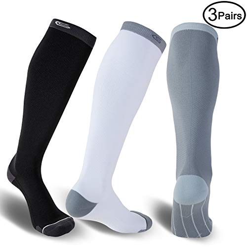 CS CELERSPORT 3 Pairs Compression Socks 20-30mmHg For Men and Women-Best Compression Socks