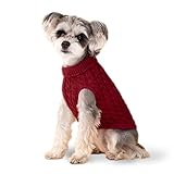 Suéter para perro, suéter rojo para perro, suéter de punto de cuello alto, trajes para perros pequeños y medianos, ropa cálida para bulldog, caniche, Yorkshire, Cocker Spanie, etc.