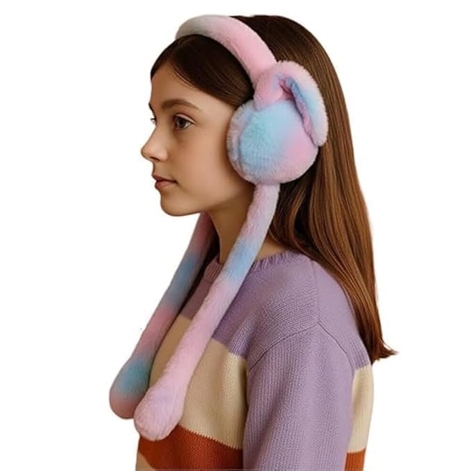 Rabbit Ear Moving Earmuffs for Kids Warm Plush Winter Headband for Boys & Girls | Soft & Cozy Cold Weather Accessory (Pack of 1, Multicolor)-image-38