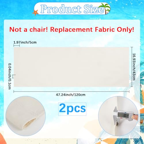 GORGECRAFT 2 Stück Ersatz Segeltuch Für Strand Sling Sessel Weiß Ersatz Stoff Für Klappbare Liegestühle Für Den Außenbereich 120 x 43cm Stoff Für Liegestühle Zum Sonnenbaden Garten Innenhof Strand En