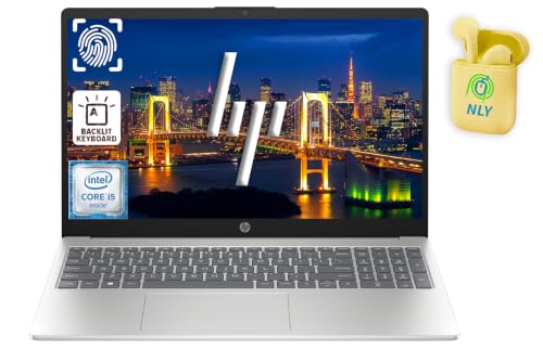 Image of HP 15.6 inch Business Laptop Computer, 10-core Intel Core i5-1334U Processor, 16GB RAM 256GB SSD, Windows 11 Pro, Fingerprint Reader, Backlit Keyboard, AI Copilot Ready, NLY Earphones, Silver