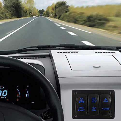 Image of 3 Gang Custom Toggle Switch Panel Blue Led Waterproof UTV Rocker Switch Panel for Car Boat Truck Off Road Vehicle RV RZR IP66